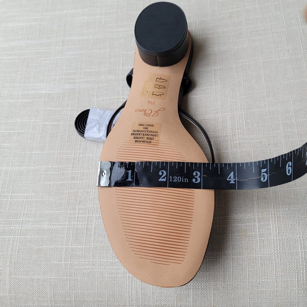 New! J.Crew sz 7.5 Black Leather Ankle-wrap thong sandal shoe rounded heel NWT - Picture 7 of 9